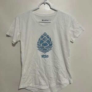 Stio white womens t shirt with pine cone size small